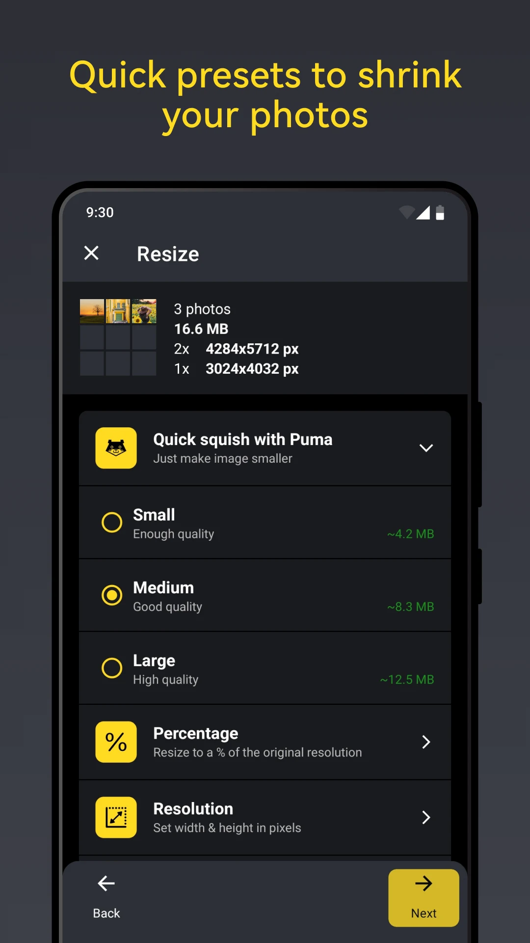 Puma: Photo Resizer Compressor screenshot